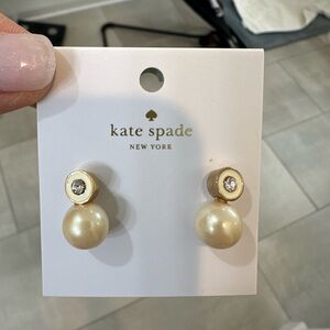 Kate Spade Gold and Cream Pearl Earrings